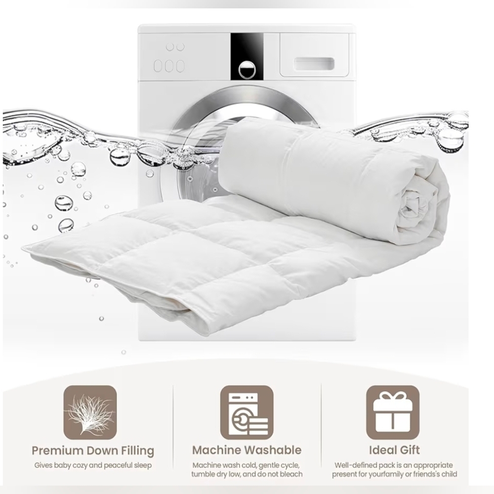 NIB Goose Down 750+ FP Crib Comforter Duvet Organic Cotton Toddler Size 41 X 48 - Picture 6 of 8
